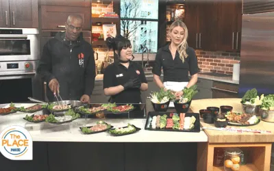 The Place TV segment: KPOT staff preparing Korean BBQ and hot pot with a host