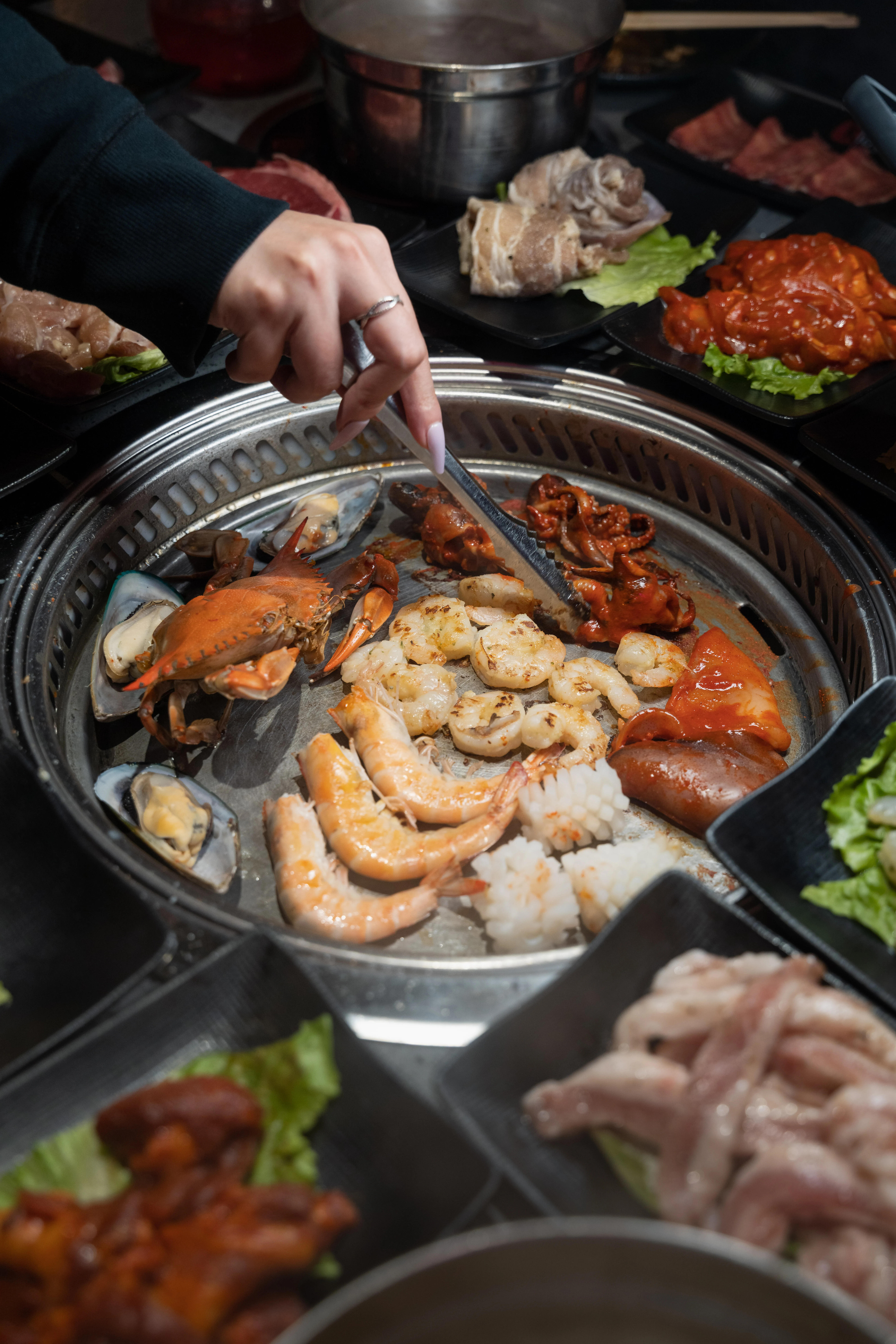 Grill full of meat and seafood at KPOT